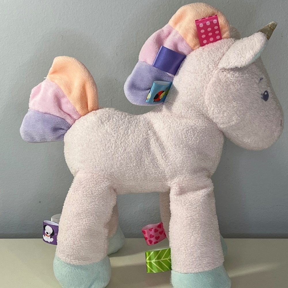 Taggies Mary Meyer Dreamsicle Pink Pastel Unicorn 10” Soft Floppy Legs Gold Horn